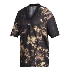 Adidas Originals Tie Dye V Neck Tee Black Beige Trefoil Streetwear Size S Unisex